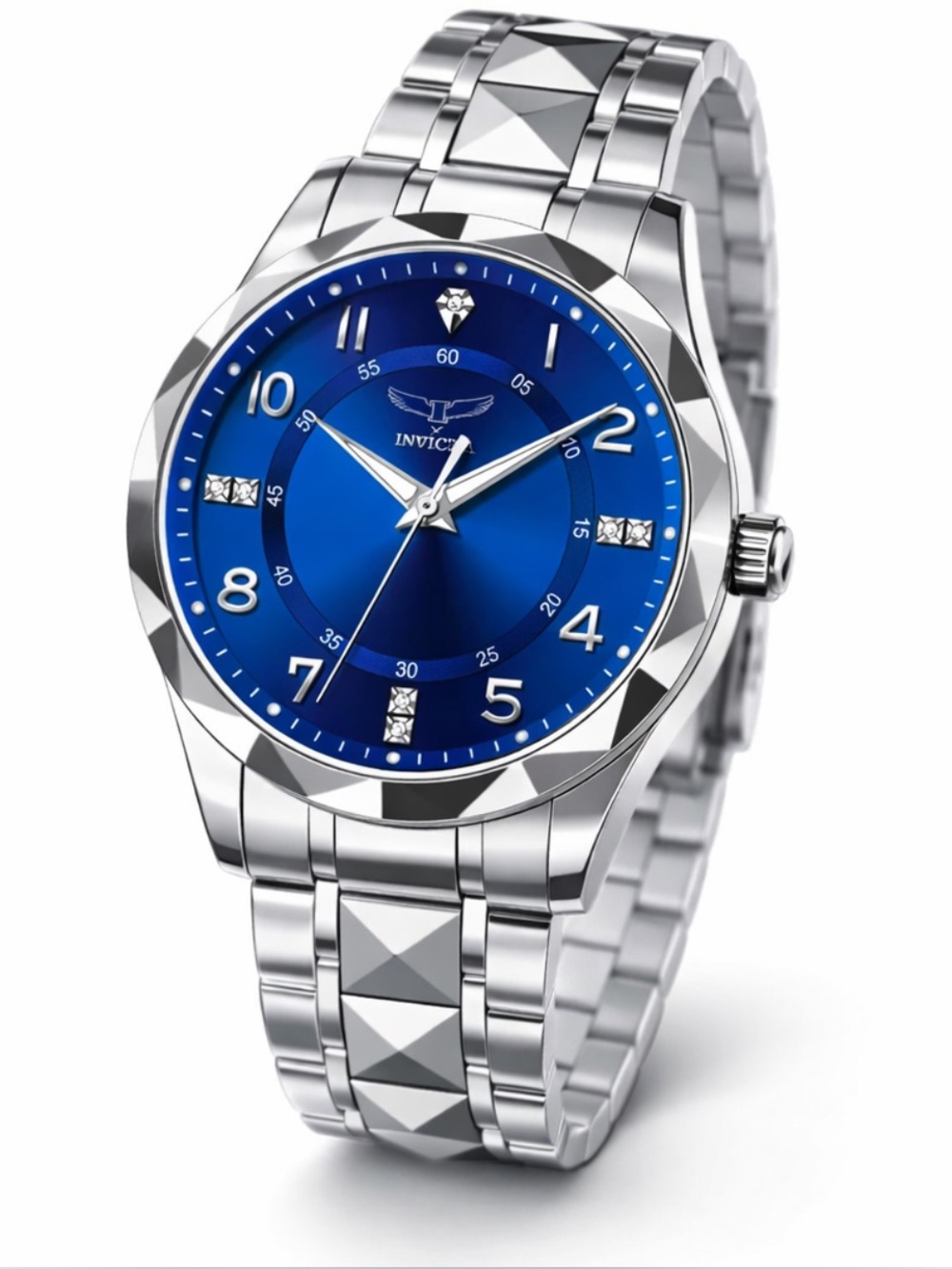 Invicta Silver Bracelet Watch with Blue Dial
